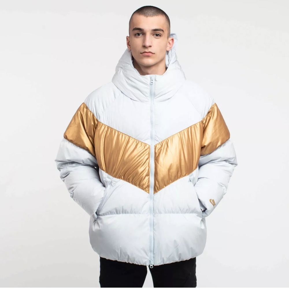 Nike Puffer Down Fill Jacket white w/gold